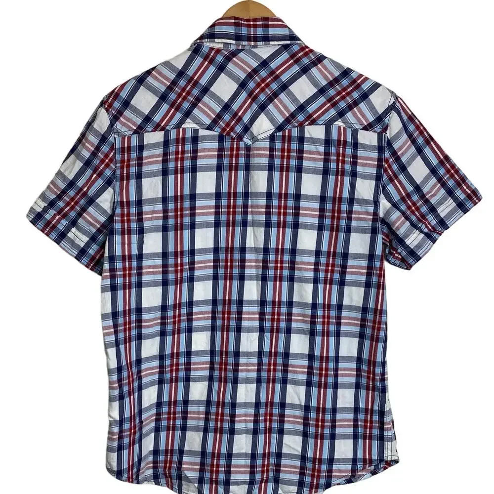 True Religion Men's Plaid Short-Sleeved Western Shirt NEW Size Medium